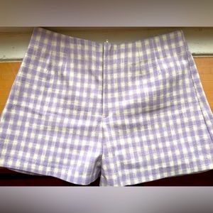 Zara - High Rise Shorts - size M - purple white gingham